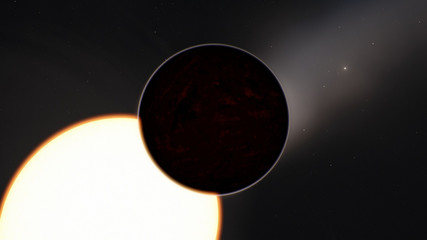 Exoplanet fire planet 3D illustration (Elements of this image furnished by NASA)