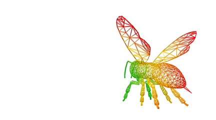 3d rendering of an outlined colorful rainbow animal on white