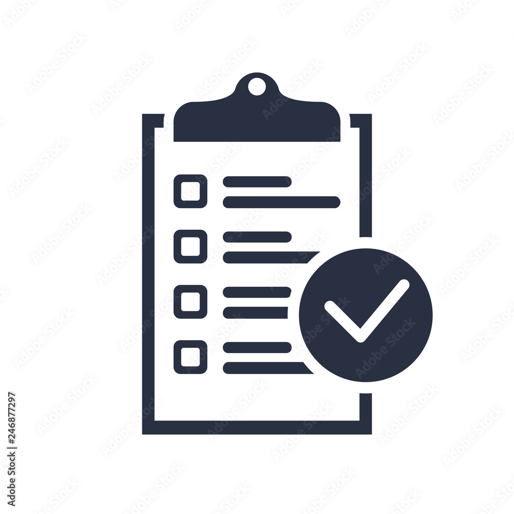 Poster checklist icon vector. clipboard icon, business agreement checkbox list. time management, notes to d