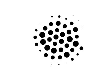 Black on white centered halftone texture. Oversized dotted ornament. Contrast dotwork pattern
