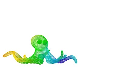 3d rendering of an outlined colorful rainbow animal on white