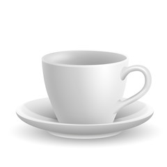 Beautiful realistic ceramic coffee cup on white background.