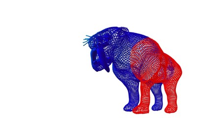3d rendering of an outlined colorful rainbow animal on white