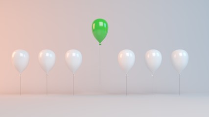 3d rendering of a success concept with balloon ahead inside a studio