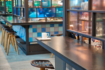 Morning coffee at Modern and Busy European Airport
