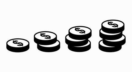 Coin icon. Profit growth icon. Vector