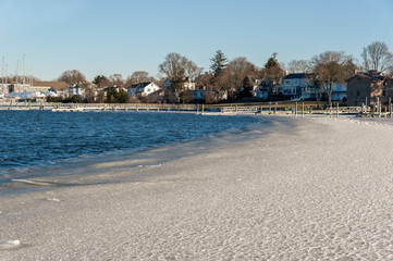Choppy water making waves in Fairhaven shoreline ice
