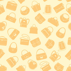 Seamless pattern of different monochrome women's handbags.