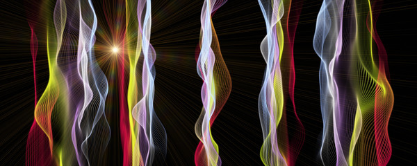 Futuristic wave panorama background design with lights