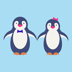 Cute penguin cartoon illustration. Vector penguin. Happy character design. Isolated cartoon penguin.
