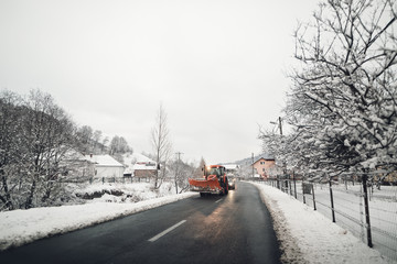 Snow removal equipment on the road