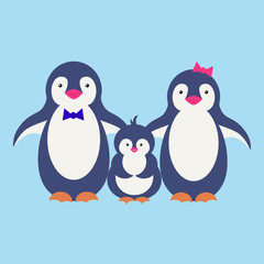Cute penguin cartoon illustration. Vector penguin. Happy character design. Isolated cartoon penguin.