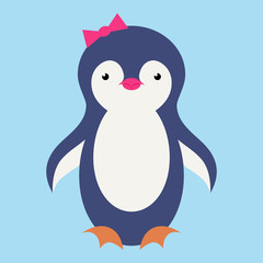 Cute penguin cartoon illustration. Vector penguin. Happy character design. Isolated cartoon penguin.