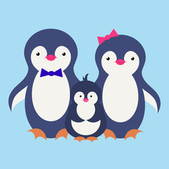 Cute penguin cartoon illustration. Vector penguin. Happy character design. Isolated cartoon penguin.