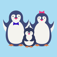 Cute penguin cartoon illustration. Vector penguin. Happy character design. Isolated cartoon penguin.