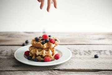 waffles with fresh berries
