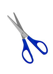 stationery scissors for cutting paper with a blue handle