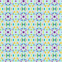 SEAMLESS REPEAT PATTERN,  DIGITAL VECTOR ILLUSTRATION OF A GEOMETRIC PRINT IN FUN BRIGHT COLORS