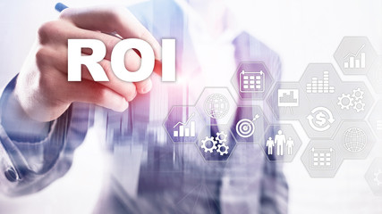 Return On Investment Financial Management Revenue Concept. Virtual screen background.
