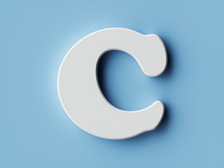 White paper letter alphabet character C font