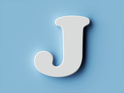 White paper letter alphabet character J font
