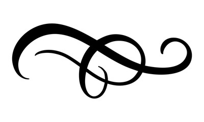 Vector vintage elegant divider or separator, swirl or corner decorative ornament. Floral line filigree design element. Flourish curl for invitation or menu page illustration