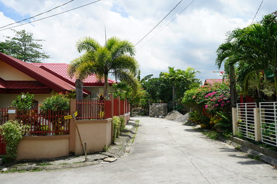 Street view in a subdivision in suburban Philippines
