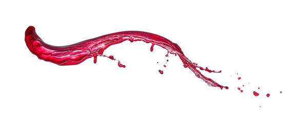 splashe of red wine on white background