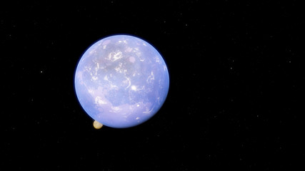 Naklejka na ściany i meble Exoplanet 3D illustration orbital view, purple planet from the orbit (Elements of this image furnished by NASA)