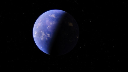 Exoplanet 3D illustration orbital view, purple planet from the orbit (Elements of this image furnished by NASA)