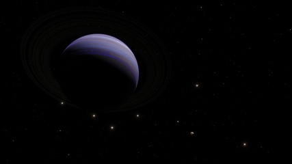 Exoplanet with rings gas giant Saturn planet 3D illustration (Elements of this image furnished by NASA)