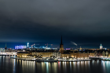 Fototapeta na wymiar night view of stockholm city