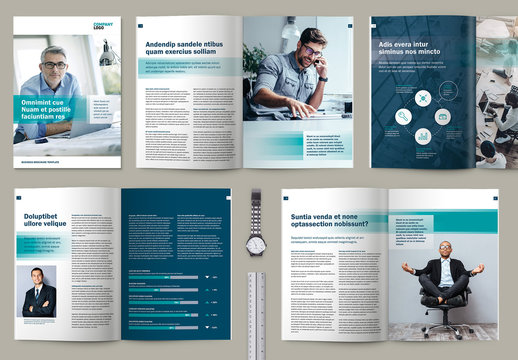 Business Brochure or Magazine Layout with Teal Accents