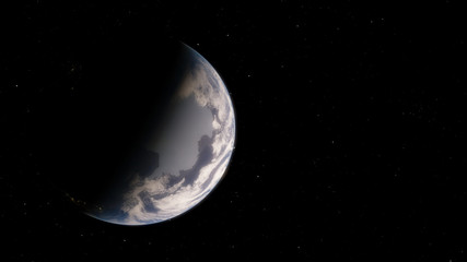Fototapeta na wymiar Planet Earth from space 3D illustration, world, ocean, atmosphere, land, clouds (Elements of this image furnished by NASA)