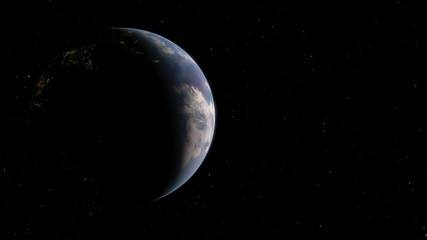 Planet Earth from space 3D illustration, world, ocean, atmosphere, land, clouds (Elements of this image furnished by NASA)