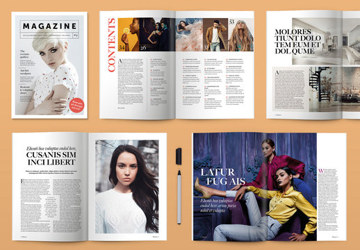 Magazine Layout with Colorful Accents