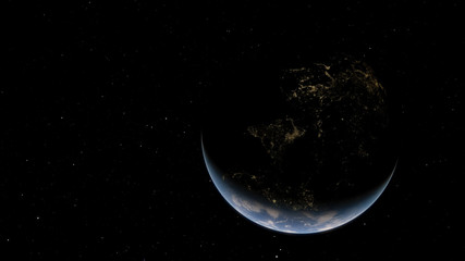 Planet Earth from space 3D illustration, world, ocean, atmosphere, land, clouds (Elements of this image furnished by NASA)