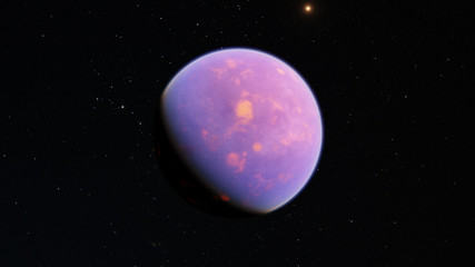 Exoplanet 3D illustration orbital view, purple planet from the orbit (Elements of this image furnished by NASA)