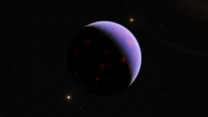 Obraz na płótnie Canvas Exoplanet 3D illustration orbital view, purple planet from the orbit (Elements of this image furnished by NASA)