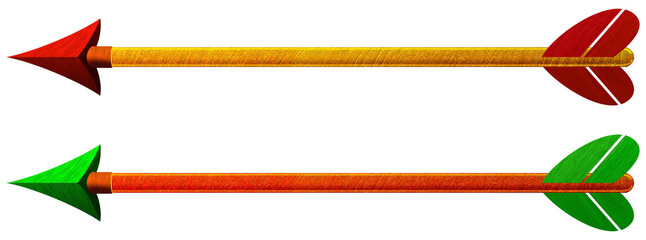 Obraz premium 2 Cupid's Arrows of Love in Red, Gold, Green and Orange