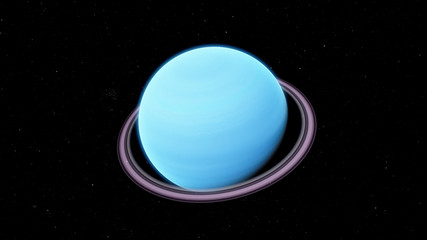 Blue Exoplanet with ring gas giant Planet Neptune 3D illustration (Elements of this image furnished by NASA)