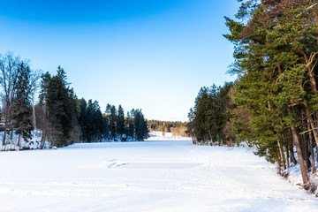 Herrensee lake at winter season. Austria.