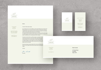 Light Green and White Stationery Set