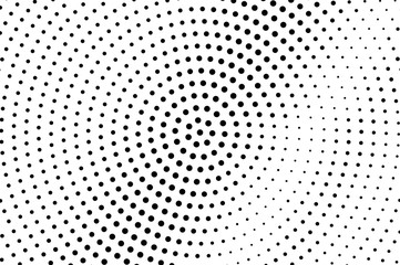 Naklejka premium Black on white halftone vector. Circular dotted texture. Sparse dotwork gradient. Monochrome halftone overlay