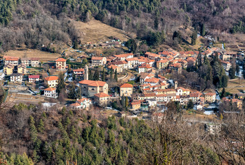 Fototapeta na wymiar Aerial view of little village Rasa, fraction of the municipality of Varese in Lombardy, Italy