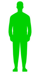 Man standing silhouette - green simple, isolated - vector