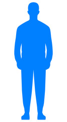 Man standing silhouette - blue simple, isolated - vector