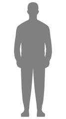 Fototapeta premium Man standing silhouette - gray simple, isolated - vector