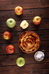 Apple tart. Gourmet traditional holiday apple pie sweet baked dessert food with cinnamon and apples...
