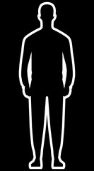 Man standing silhouette - white simple outline, isolated - vector